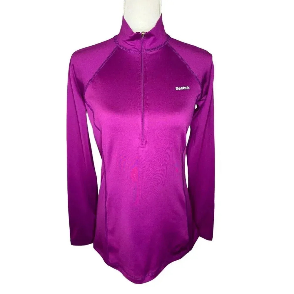Reebok Women's Medium Purple‎ 1/4 Zip Long Sleeve Performance Top